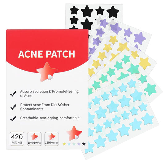 Waspot Pimple Patches for Face, Cute Star Zit Covers, Stars Hydrocolloid Acne Patch, For Sensitive Skin, with Tea Tree, Salicylic Acid & Cica Oil (10mm&12mm) 420 Count