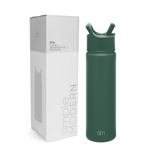 Simple Modern Water Bottle with Straw Lid Vacuum Insulated Stainless Steel Metal Thermos | Reusable Leak Proof BPA-Free Flask for Gym, Travel, Sports | Summit Collection | 22oz, Glamping Forest