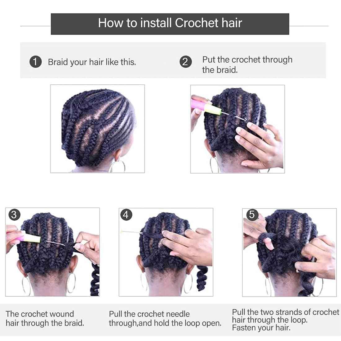 Ombre Box Braid Crochet Hair 24 Inch 6 Packs Medium Size Synthetic Pre-looped 3 Tone Crochet Braids Hair Extensions for Black Women (24Inch,Purple-Red-Pink)