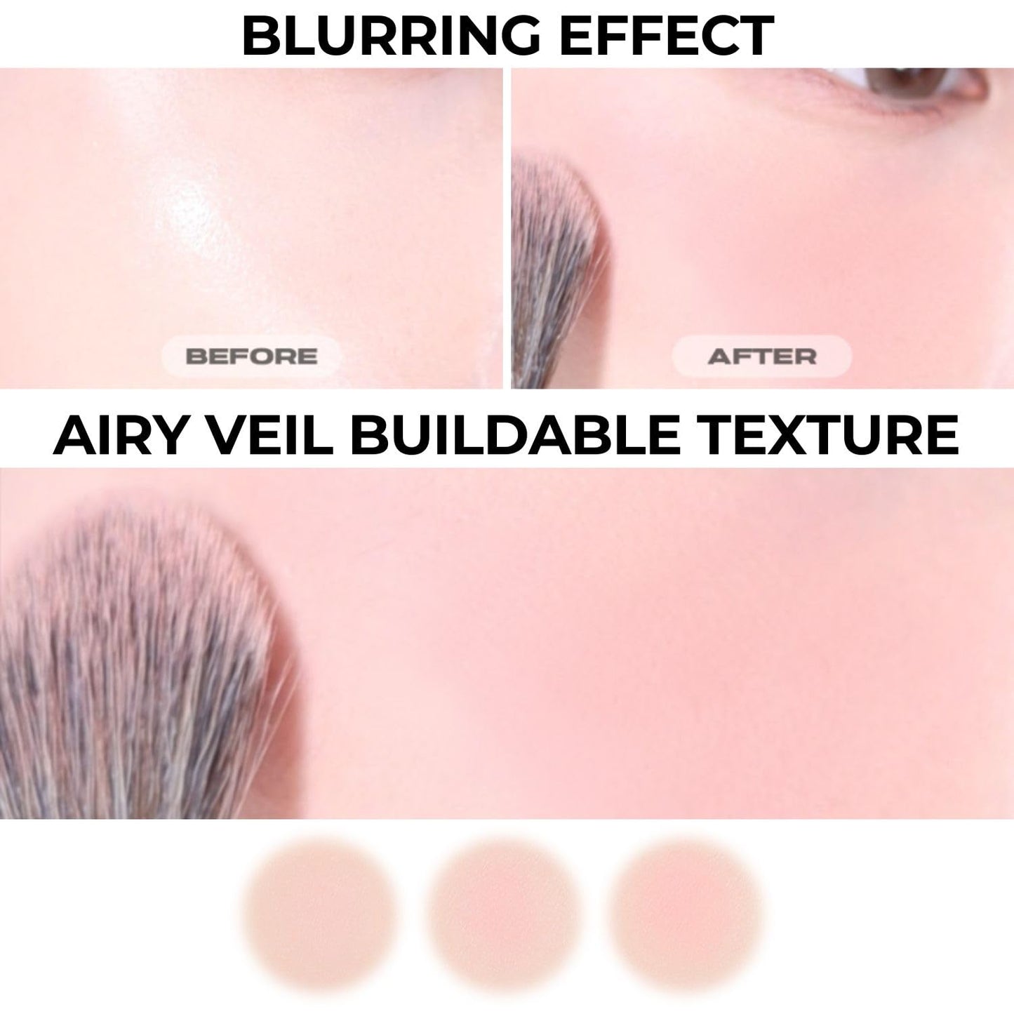 ABOUT TONE Fluffy Wear Blusher - Pressed Powder Cheek Blush with Airy and Soft Matte Blurring Finish Blendable & Buildable Natural Color Korean Makeup Vegan (04 CHARMING ROSE)