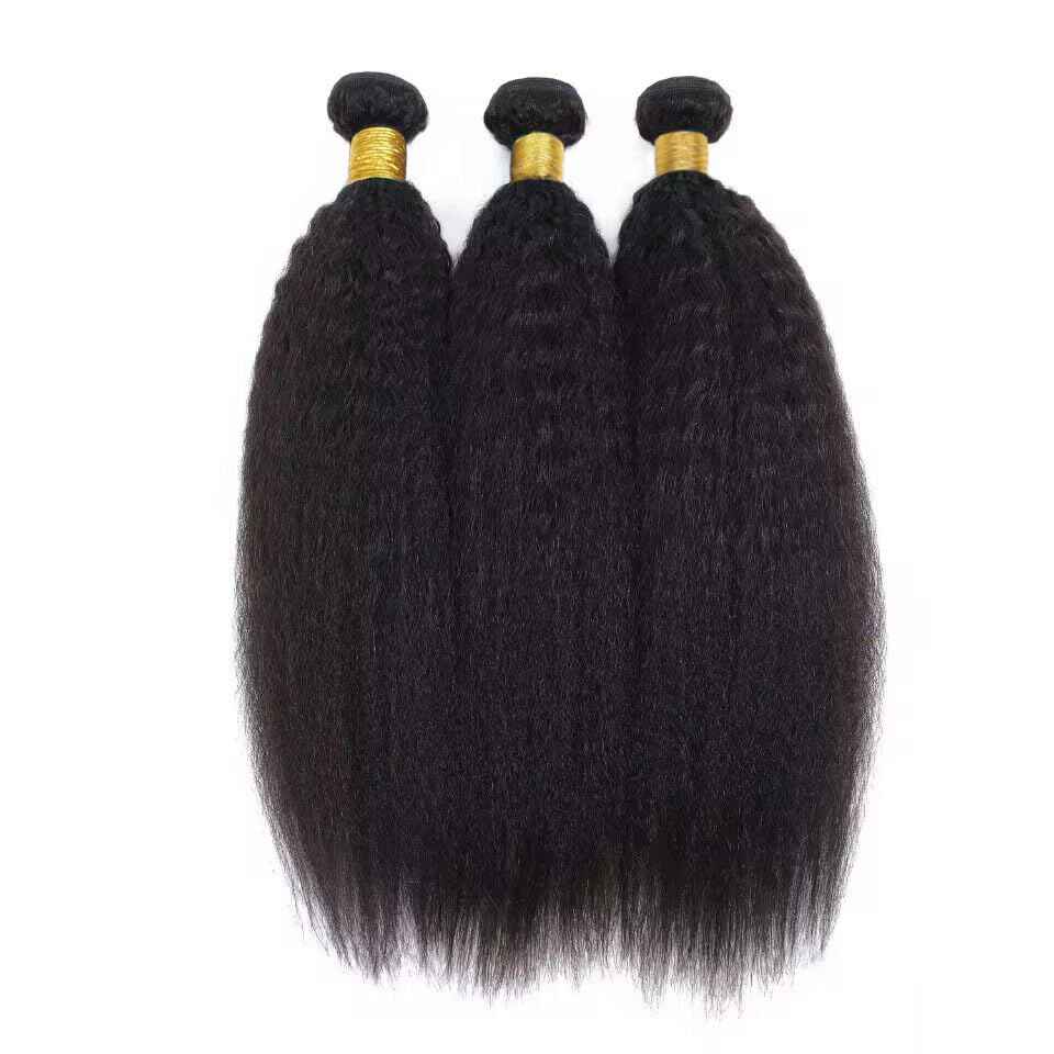 Huarisi 18 Inch Yaki Straight Weaves Human Hair 1 Bundle Brazilian Kinky Straight Hair Bundles for Black Women 10a Unprocessed Virgin Hair Weft Real Hair Extensions Sew In Weaving