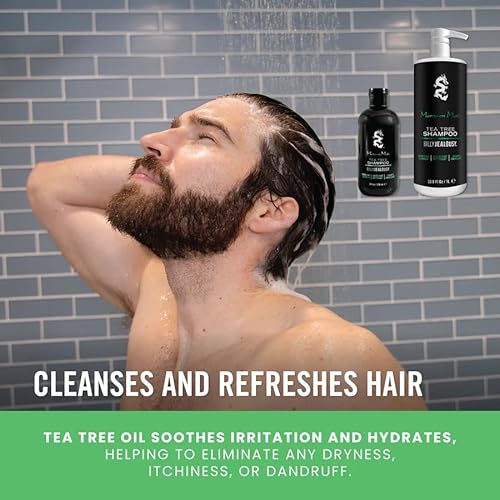 Billy Jealousy Monsoon Mist Tea Tree Energizing Men's Shampoo with Peppermint & Rosemary, Removes Oil Build-up and Soothes Scalp Itch & Irritation, 8 Oz.