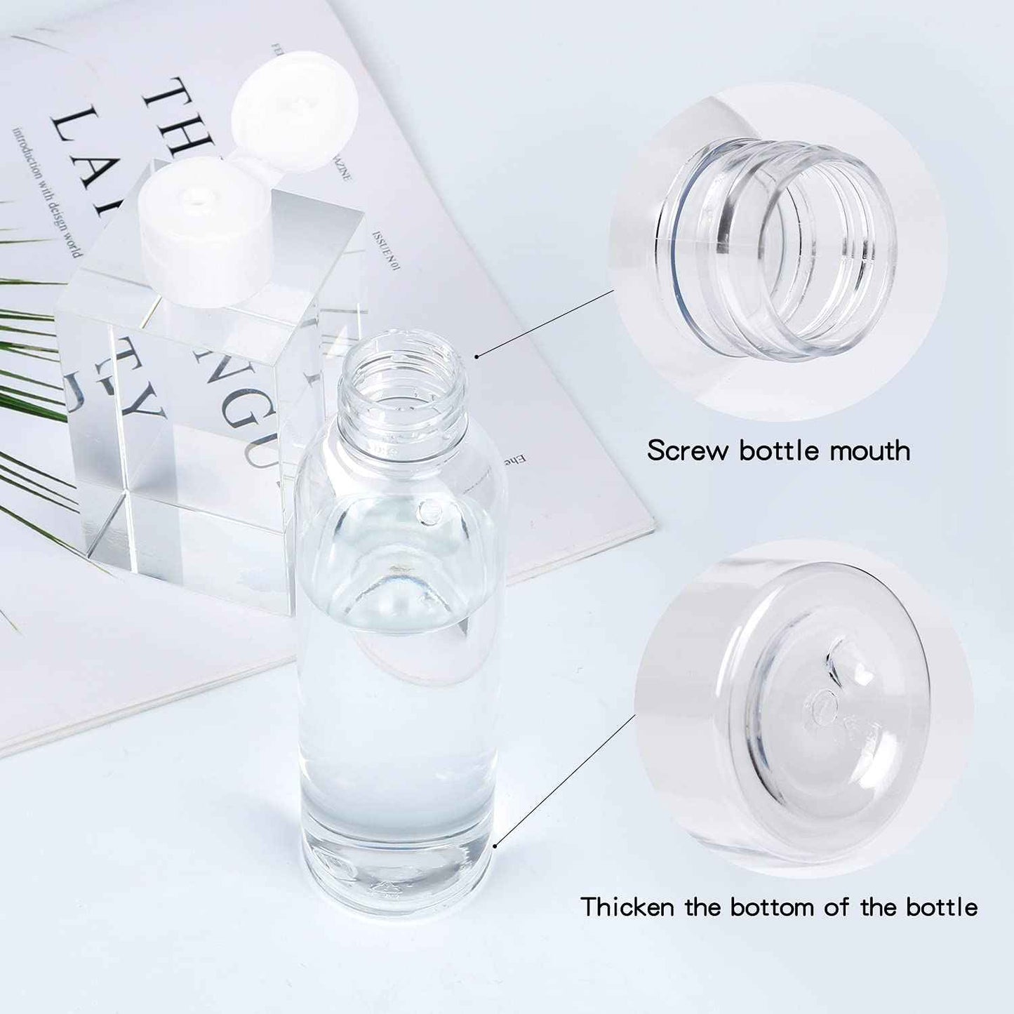 Trendbox 120ml/4oz Clear Plastic Empty Bottles with Flip Cap BPA-Free Travel Containers for Shampoo, Lotions, Liquid Body Soap and Massage Oils - 48 Pack