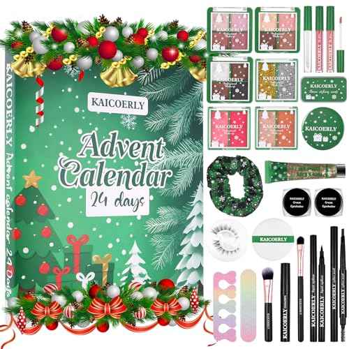 Makeup Advent Calendar 2025,24 Days Christmas Advent Calendar for Teen Girls,2025 Xmas Countdown Calendar Make Up Sets for Christmas Party Festival with Mascara Eyeshadow Lipstick Blush Eyebrow Soap