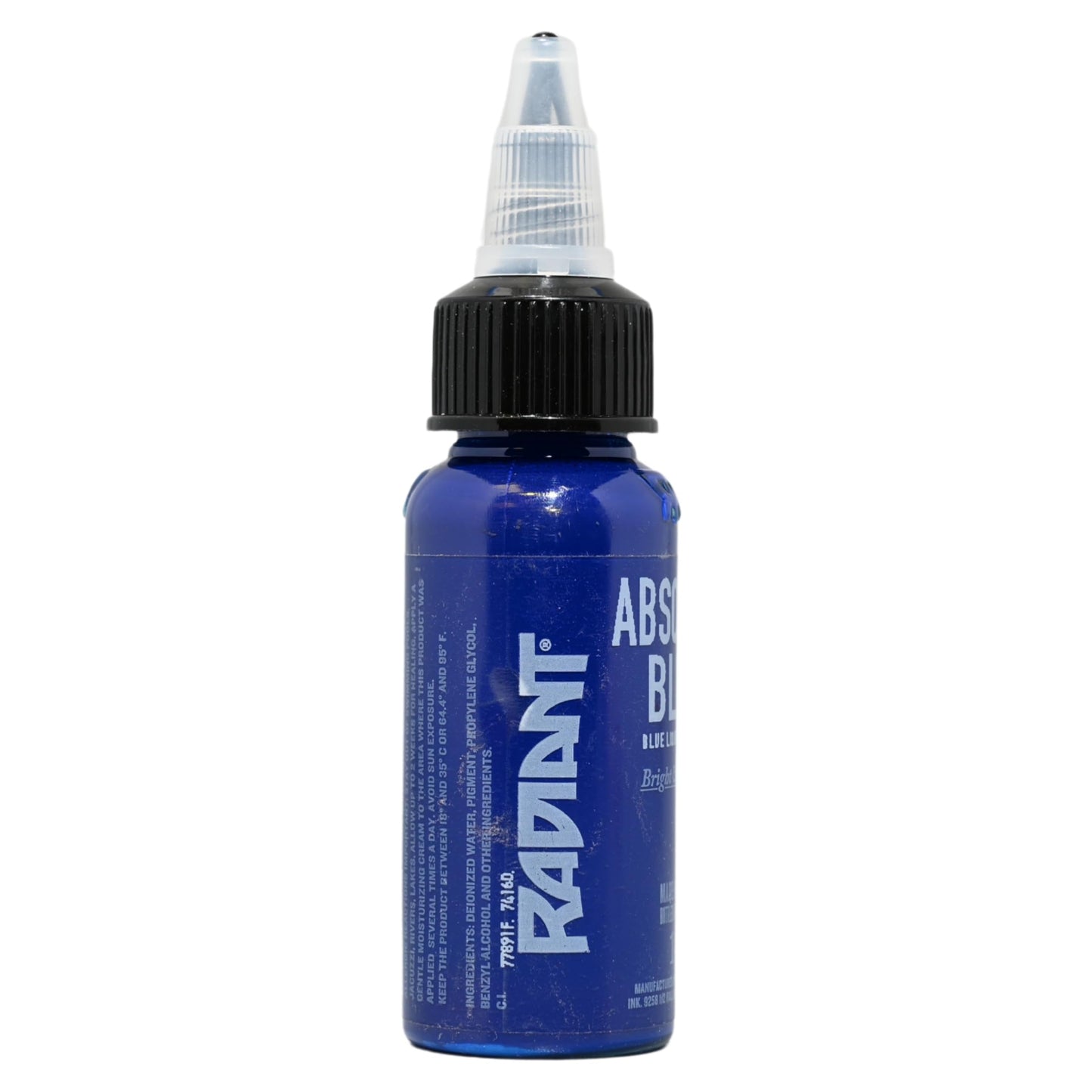 Radiant Colors Tattoo Ink 1oz Bottle Absolute Blue Vibrant Bright Long Lasting Smooth Flow Pre Dispersed Vegan Friendly Professional Permanent Pigment For Body Art