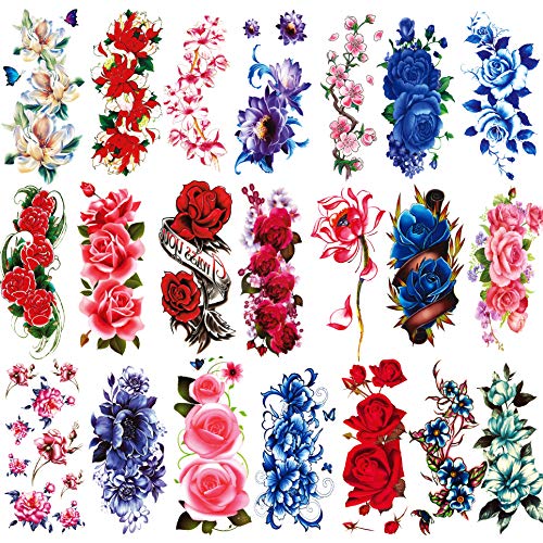 Kotbs Waterproof Temporary Tattoos - 21 Flower Sheets