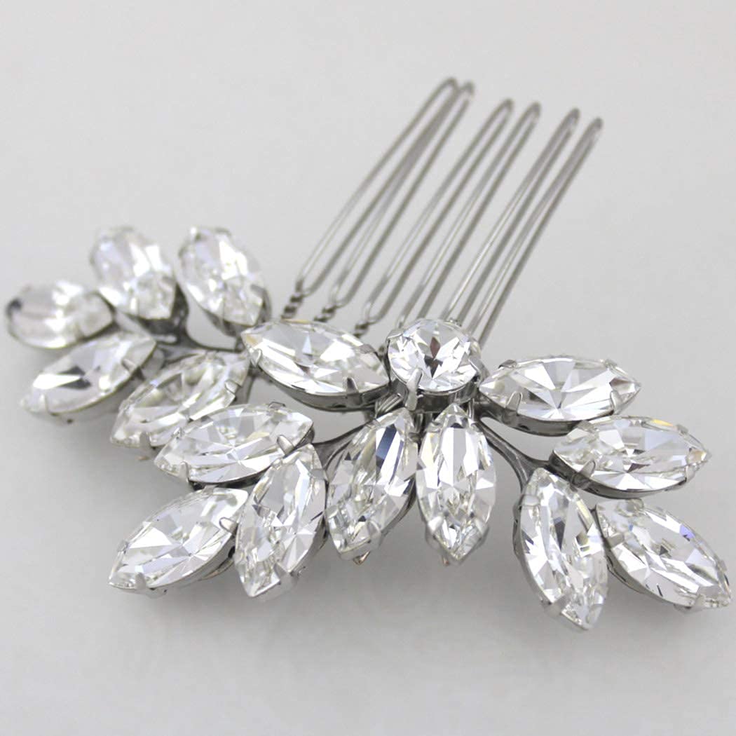 Unicra Silver Rhinestone Bride Hair Comb Bridal Wedding Hair Piece Crystal Hair Accessories for Women and Girls (A-Silver)