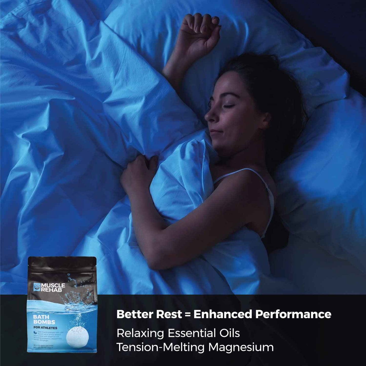 Muscle Rehab Magnesium Epsom Salt Bath Bombs - Fast-Absorbing Muscle Soak for Post-Workout Recovery - Bath Bombs for Sore Muscles and Pain- Tranquil Foot Soak Bombs - Athletic Recovery Bath - 2 Packs