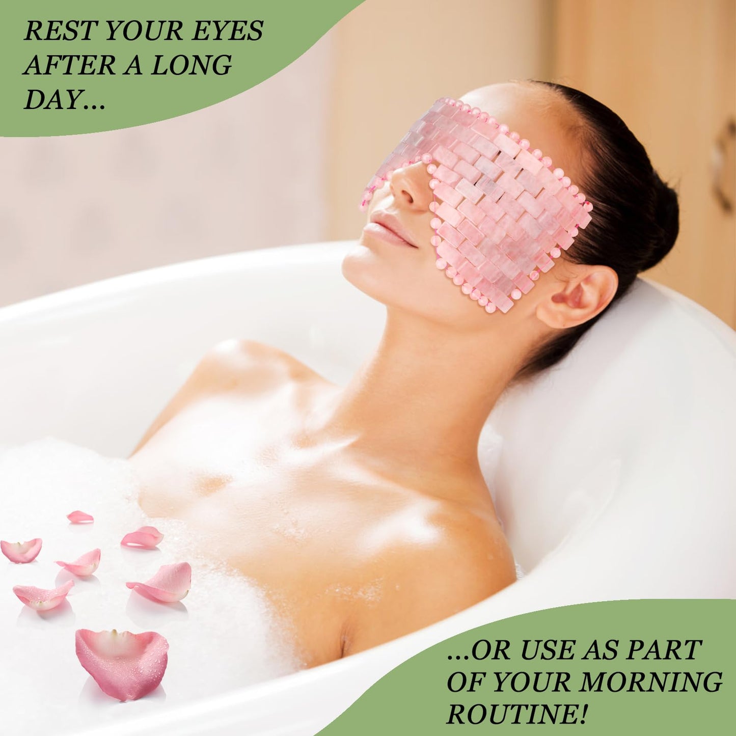 LazyGa Natural Jade Eye Mask and Rose Quartz Eye Mask Set - Soothing & Relaxing Alleviate Puffiness and Migraines with Cooling and Warming Therapy (2 Pcs)