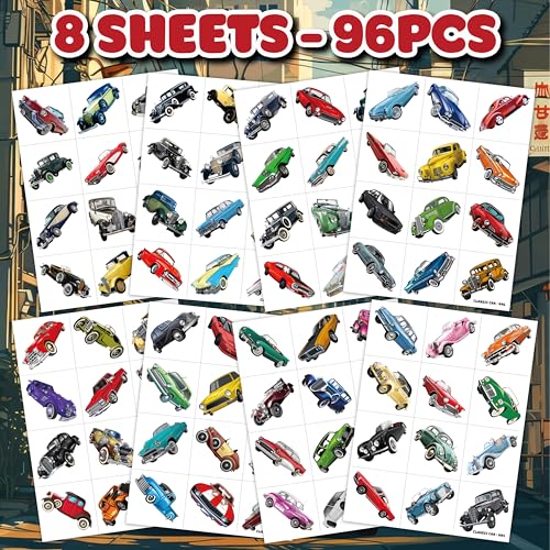 Vintage Classic Car Temporary Tattoos - 96 Pack Party Favors