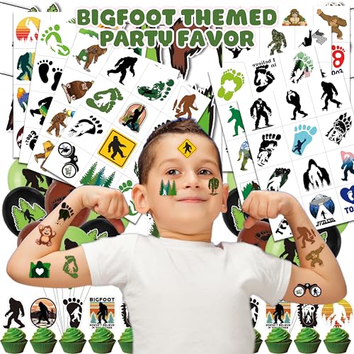 96 PCS Bigfoot Temporary Tattoos for Kids Party Favors