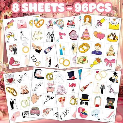 96 PCS Wedding Temporary Tattoos - Party Favors & Decorations
