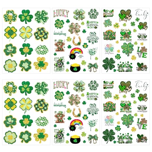 128Pcs St Patricks Day Tattoos Adult Shamrock Face Stickers for Women Irish Face Temporary Tattoo St Pattys Day Accessories for Irish Party Decor(st128)