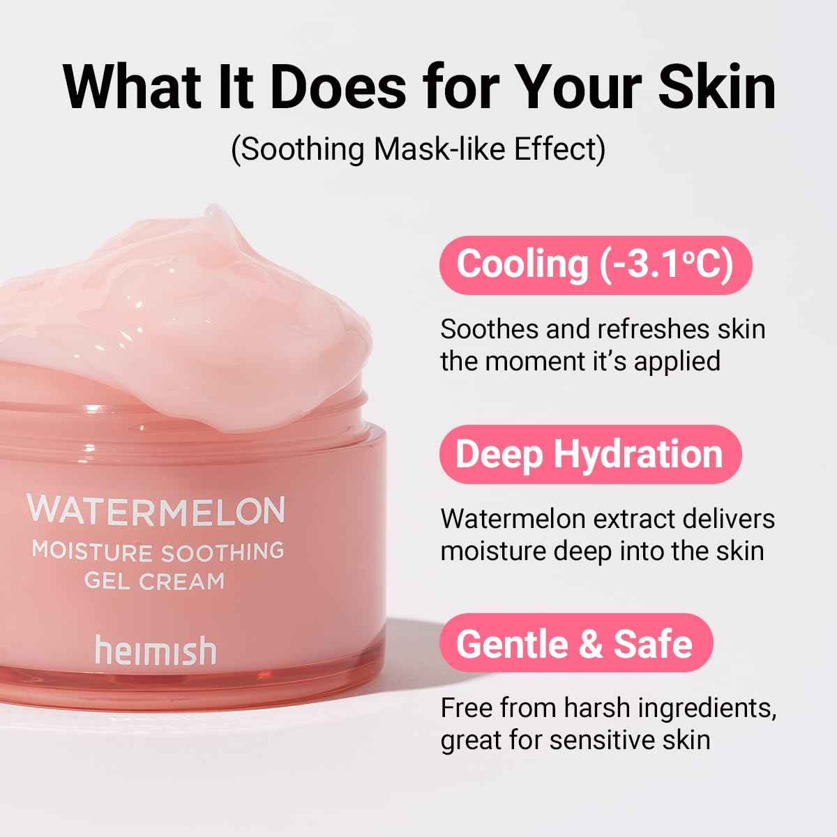 HEIMISH Watermelon Moisture Soothing Gel Cream - Hydrating, Cooling & Soothing, Plumping Facial Cream, Daily Face Moisturizer with Watermelon Extract, Lightweight, Fast-absorbing, 3.7fl.oz/110ml
