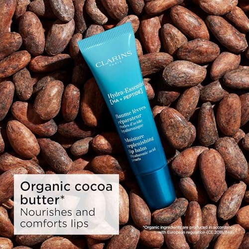Clarins Hydra-Essentiel Moisture Replenishing Lip Balm | 60 Seconds to Plumper Skin* | 24H Hydration* | Contains Hyaluronic Acid + Plumping Peptides | All Skin Types | 0.5 Ounces