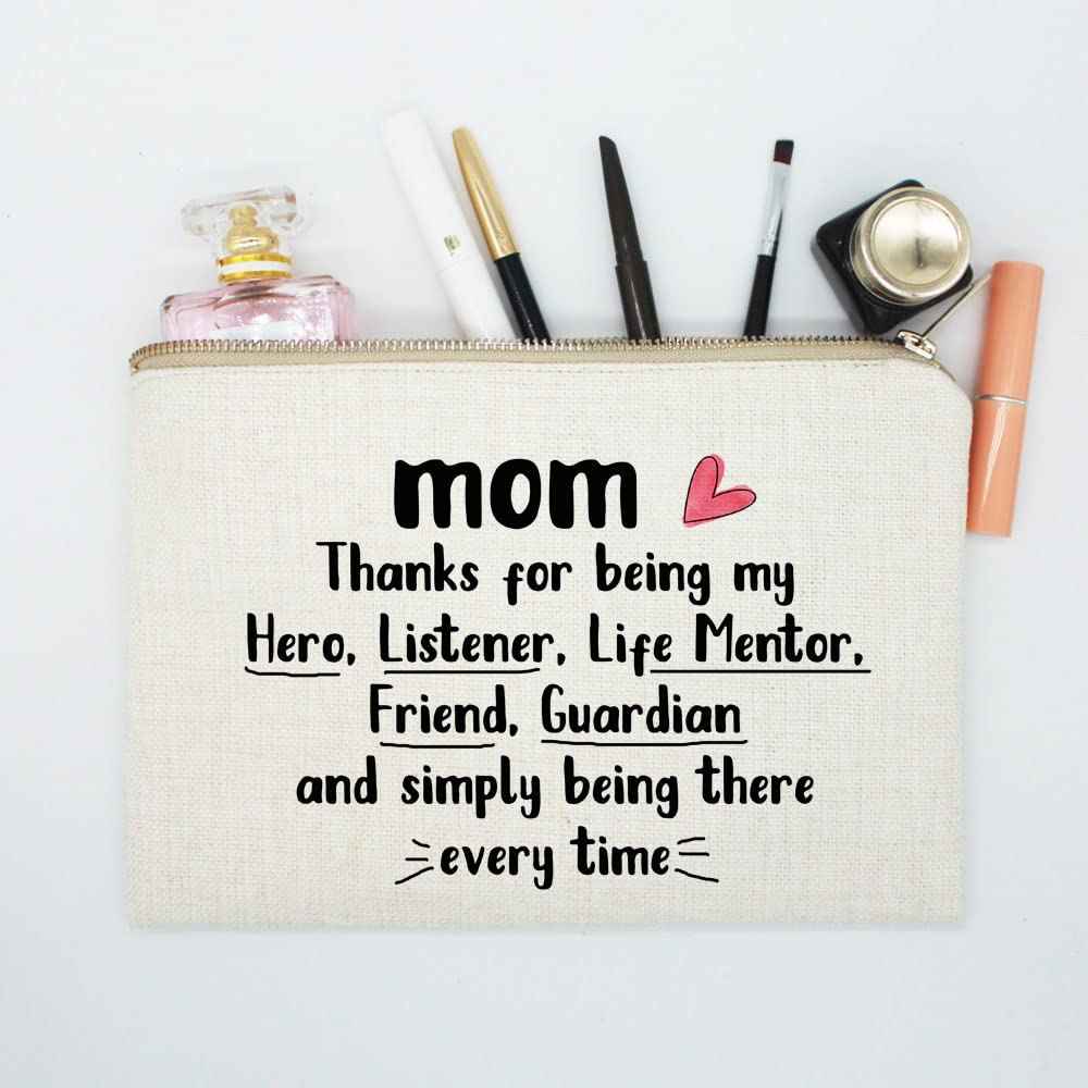 Mom Gift From Daughter, Birthday Gift For Mom, Makeup Bag, Cosmetics Case, Mother Birthday Gift, Mom Birthday Gift, Linen Cotton Bag