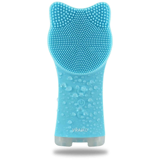 VRAIKO MIA Facial Cleansing Brush, Waterproof Rechargeable Face Cleansing Brush, with Soft Silicone and Adjustable Sonic Vibration, for Deep Cleansing Gentle Exfoliating and Massaging (Blue)