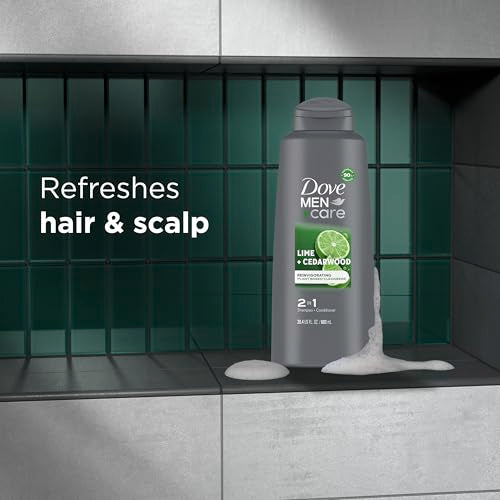 DOVE MEN + CARE Men 2 in 1 Shampoo and Conditioner Lime + Cedarwood For Healthy-Looking Hair Naturally Derived Plant Based Cleansers 20.4 OZ