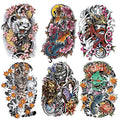 6 Sheet Temporary Tattoo Stickers - Waterproof Asian Designs