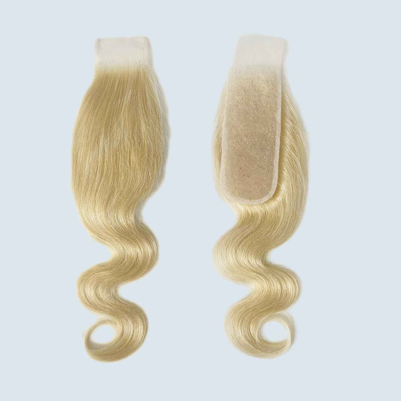 Blonde 2x6 Lace Closure Color #613 2x6 Transparent Lace Closure 100% Human Hair Free Part 150% Density Bleached Knots Pre Plucked With Baby Hair 14 Inch