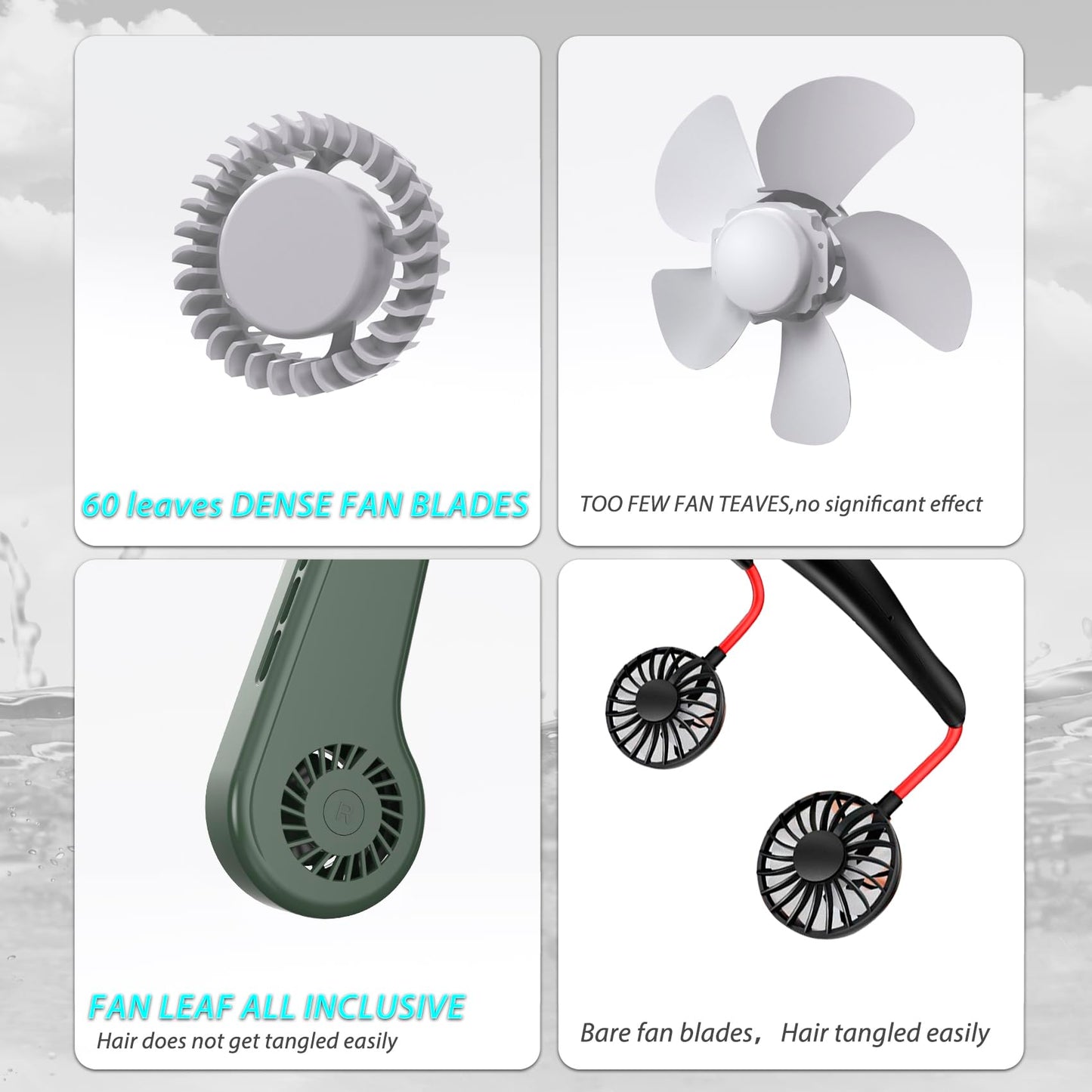 UseeShine Portable Neck Fan. bladeless neck fan,for Indoor Outdoor Travelling,USB Rechargeable Personal Fan,Rechargeable, Headphone Design,3 Speeds Operated Adjustable,neck fans for women men