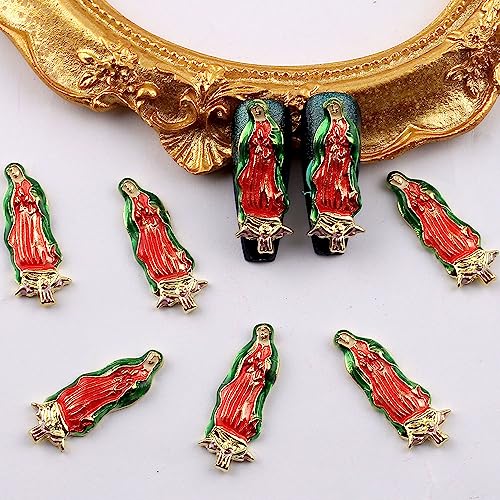 10pcs Virgin Mary Nail Charms for Acrylic Nails, 3D San Judas Nail Charm Alloy Virgin Mary Charms for Nails Jesus Christ Buddha Statue Nail Art Charms Metal Nail Jewels for Nail Art Nail Supplies