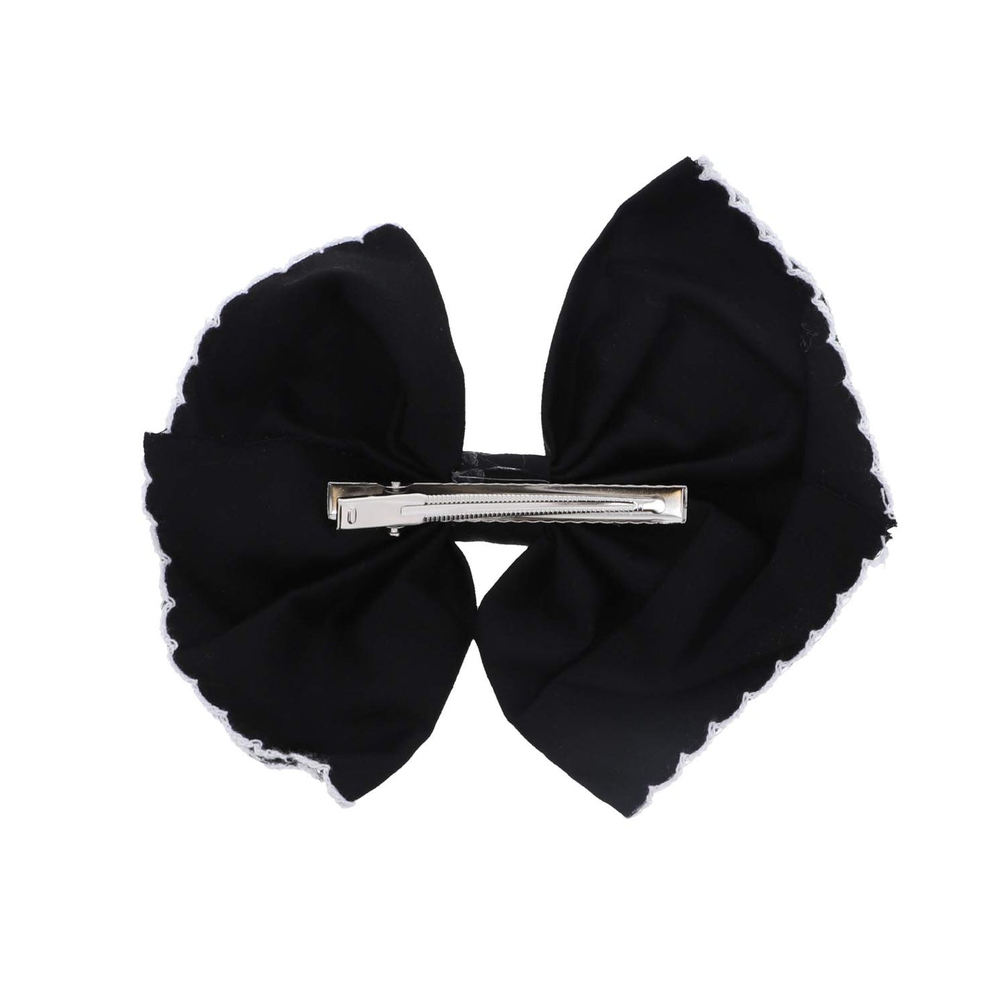 Scalloped Edge Bow Hair Clip Small Black