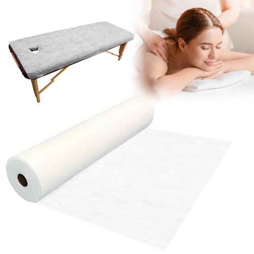Disposable Massage Table Sheets -71" x 31.5" x 50 Sheets/Roll, 30 g/㎡-1 Roll Non woven Bed Sheets with Face Hole -Soft and Durable Table Cove Ideal for Spa, Massage Table, Tattoo, Waxing Table
