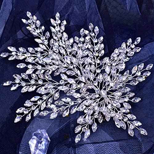Wedding Rhinestone Hair Piece Leaf Bride Side Headpieces Crystal Hair Accessories for Brides and Bridesmaids