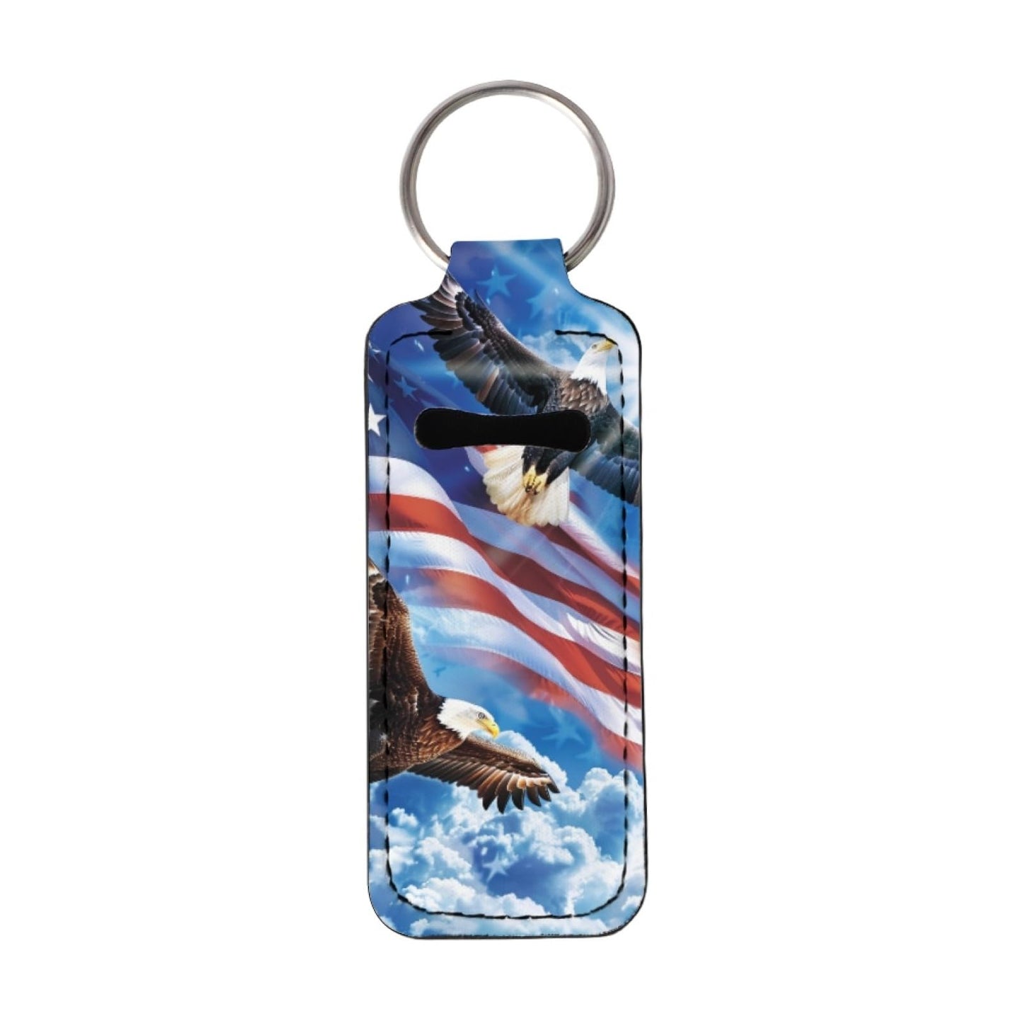 Baxinh Eagle Printed Lip Balm Holder Keychain, American Flag Clip-on Chapstick Holder Keychain for Lip Balm, Lip Gloss, Listick, Lipsstick Holder Keychain, Travel Accessories