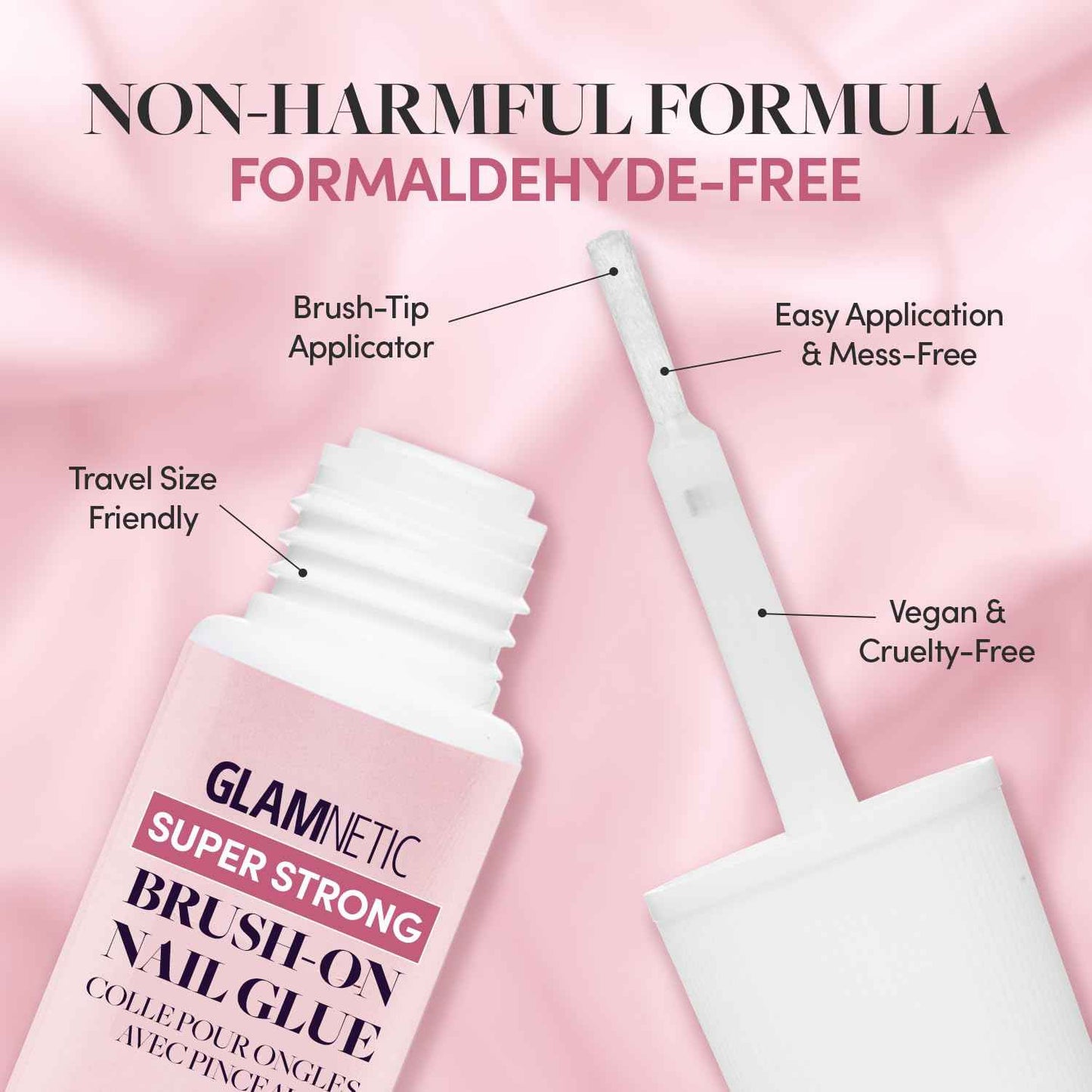 Glamnetic Press On Nails & Brush On Nail Glue Bundle - Wild Card | Semi-Transparent Short Almond Nails with Trendy Pastel Prints | 12 Sizes - 24 Nail Kit with Glue | Reusable, Salon-Quality Fake Nails