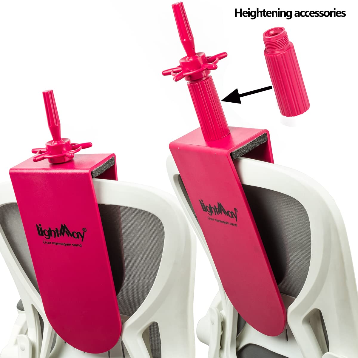 Mannequin Head Stand for Chair - Mannequin Stand for Trainning Head Sturdy and Durable Wig Head Stand for Cosmetology Hairdressing Seat Back Clamp (17 inch, Rose Red)