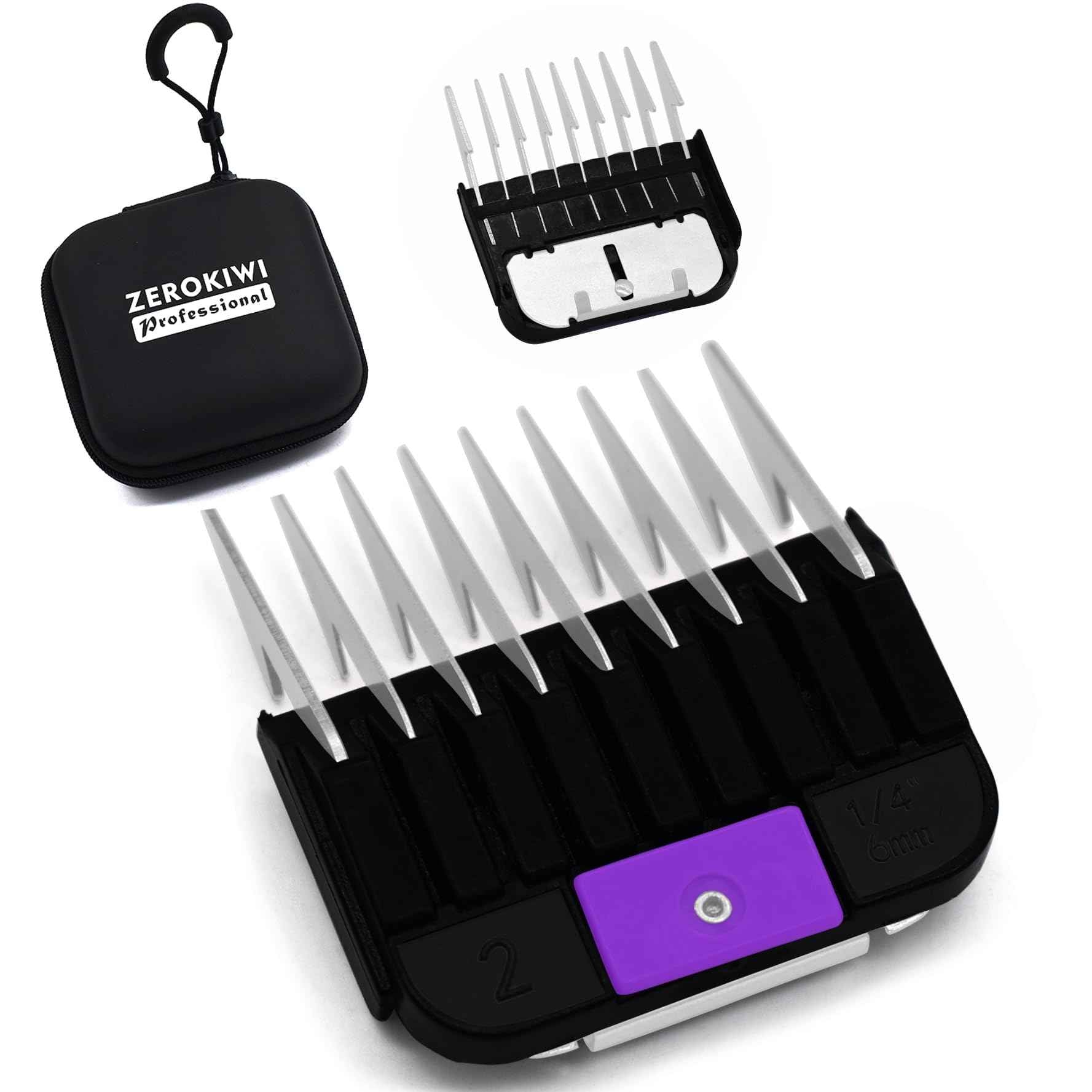 Professional A5-Style Animal Clipper Stainless Steel Color-Coded Snap-on Attachment Guard Guide Comb, 1/8"-1" Compatible with Wahl KM Series Oster A5 Andis Detachable Blade Pet Dog Groomers (#2-1/4")