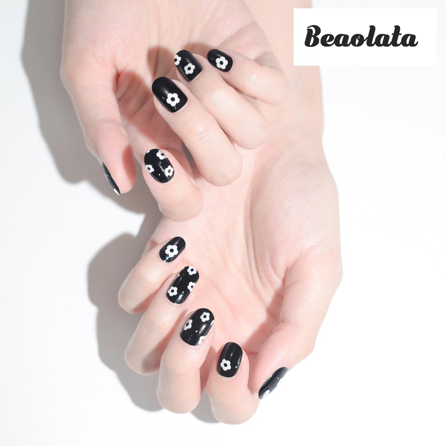 Beaolata Nail Polish Strips, 32 Nail Wraps, Nail Stickers, Gel Nail Strips, Easy Apply& Remove, Long Lasting, Salon Quality (Night Black)