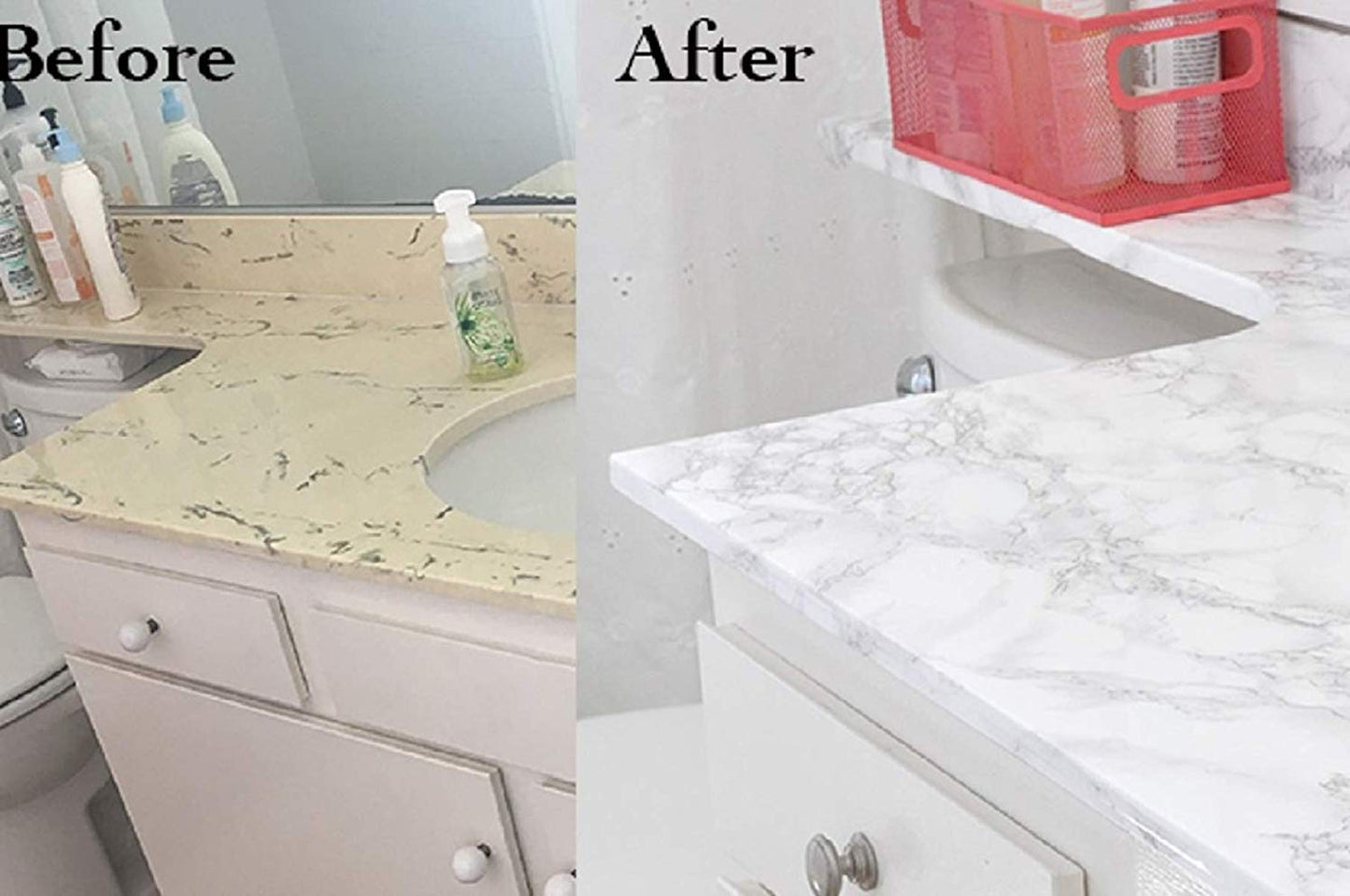 practicalWs Marble Wallpaper Granite White and Grey Paper Roll 23.6" x 118" Kitchen Countertop Cabinet Furniture is Renovated Thick PVC Easy to Remove Without Leaving Glue Upgrade