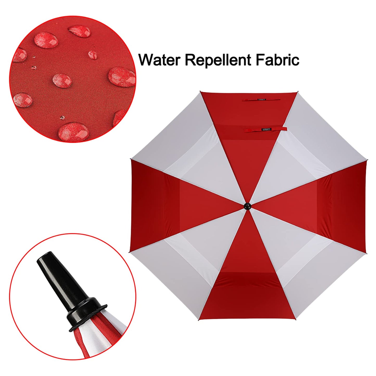 G4Free 54 Inch Automatic Open Golf Umbrella Windproof Extra Large Oversize Double Canopy Vented Windproof Waterproof Stick Umbrellas for Men (Red/White)