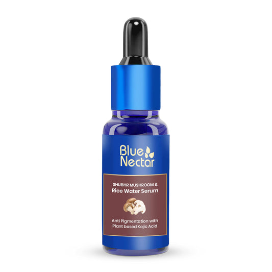 Blue Nectar Rice Water Kojic Acid Face Serum | Plant Based Almond Serum for Even Skin Tone | for Women & Men with Rice Water & Mushroom | All Skin Types (13 Herbs,1Fl Oz)