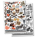 Biker Skull Temporary Tattoos - Water Resistant Sheet