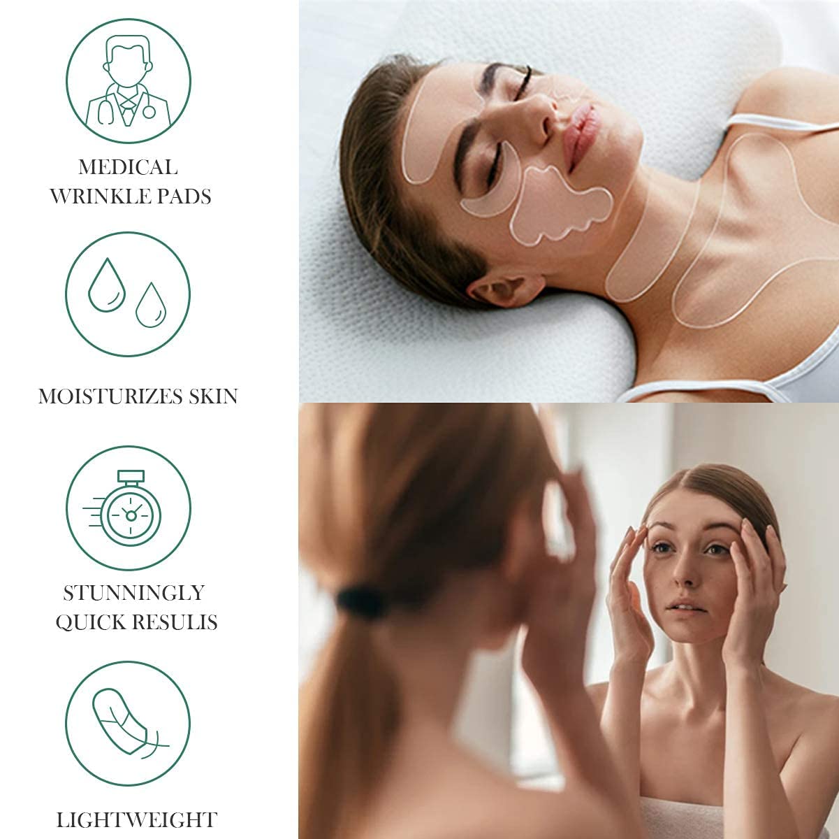 YISHIQI Wrinkles Patches Chest Wrinkle Pads,11 Pcs Facial Wrinkle Remover Strips, silcone face patches For Reducing Forehead Eye Neck And SIlicone pad remove face Wrinkles Treatment Anti-Ageing Pad