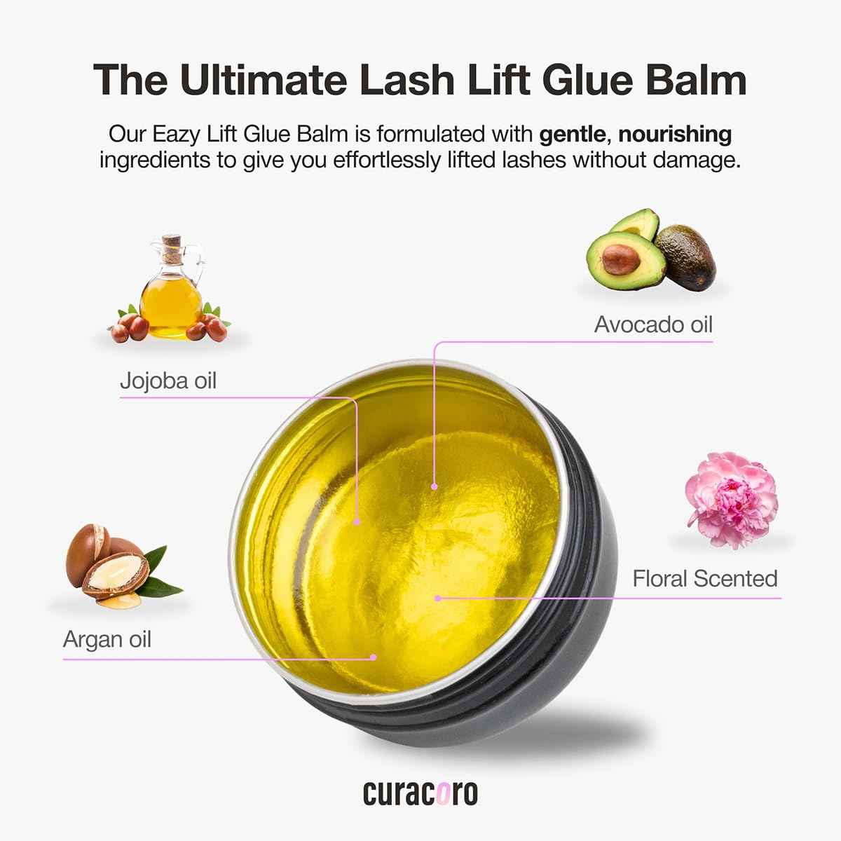 Curacoro Eazy Lash Lift Glue Balm 20ml, Nourishing Lash Lift Adhesive for Eyelash Curling & Lamination | Hydrating, Long-Lasting Lash Lift Balm