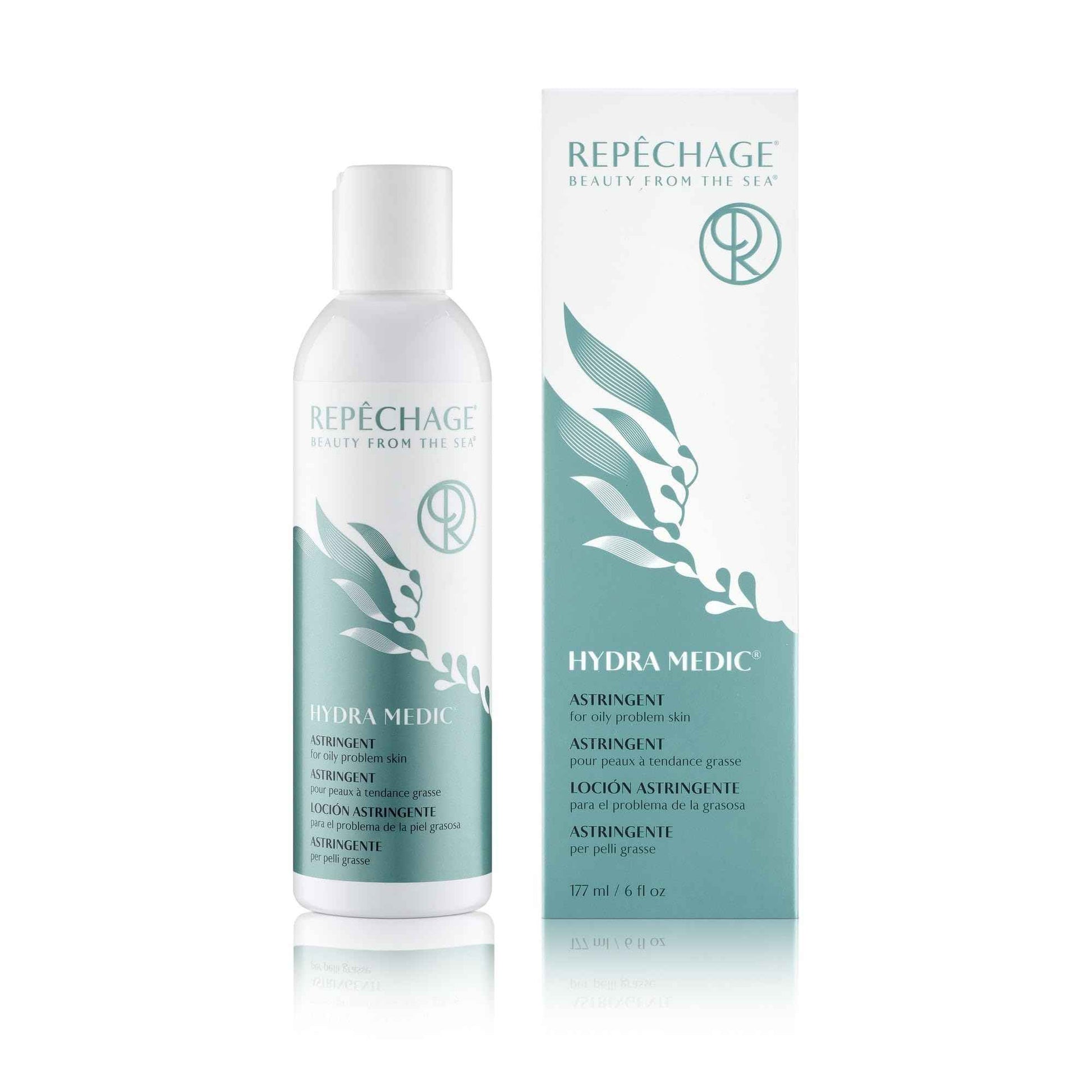 Repechage Hydra Medic Astringent for Oily Problem Skin - Green Tea and BHA Salicylic Acid Pore Minimizing Toner, Helps to Remove Blackheads and Blemishes, Clarifying Toner, 6 fl oz.