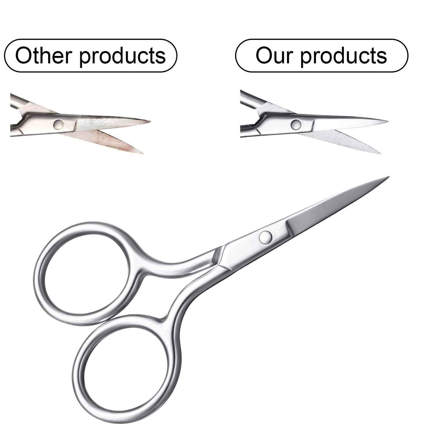 Mudder 3 Pack Small Nose Scissors Facial Hair Trimming Mini Beauty Stainless Steel Grooming Pointed Scissor for Grooming Eyebrows, Nose, Mustache, Beard