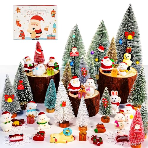 Warmtree 80PCS Christmas Miniature Figurines, Mini Resin Christmas Ornaments Mini Trees Mini Christmas Figures Snowman Santa Clause Ornament for DIY Christmas Decor Fairy Garden and Snow Globes