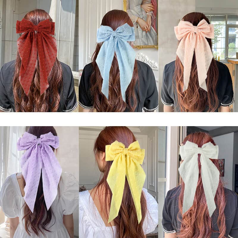 SALOCY Hair Bows for Women - Big Yellow, Black Coquette Bows, Hair Clips and Accessories, 4 Colors