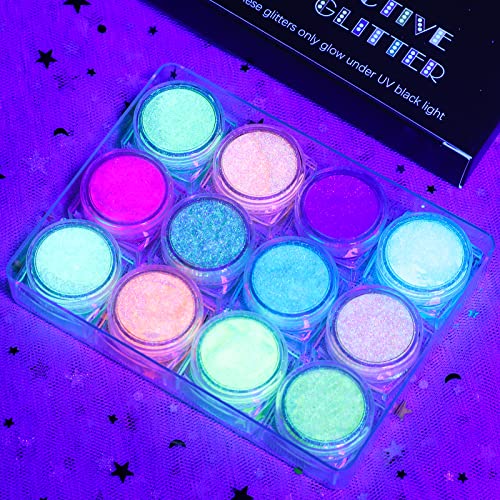 UV Black Light Reactive Body Glitter Gel - 12 Colors
