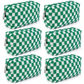 Green Checkered Makeup Bag Set 6-Pack for Women