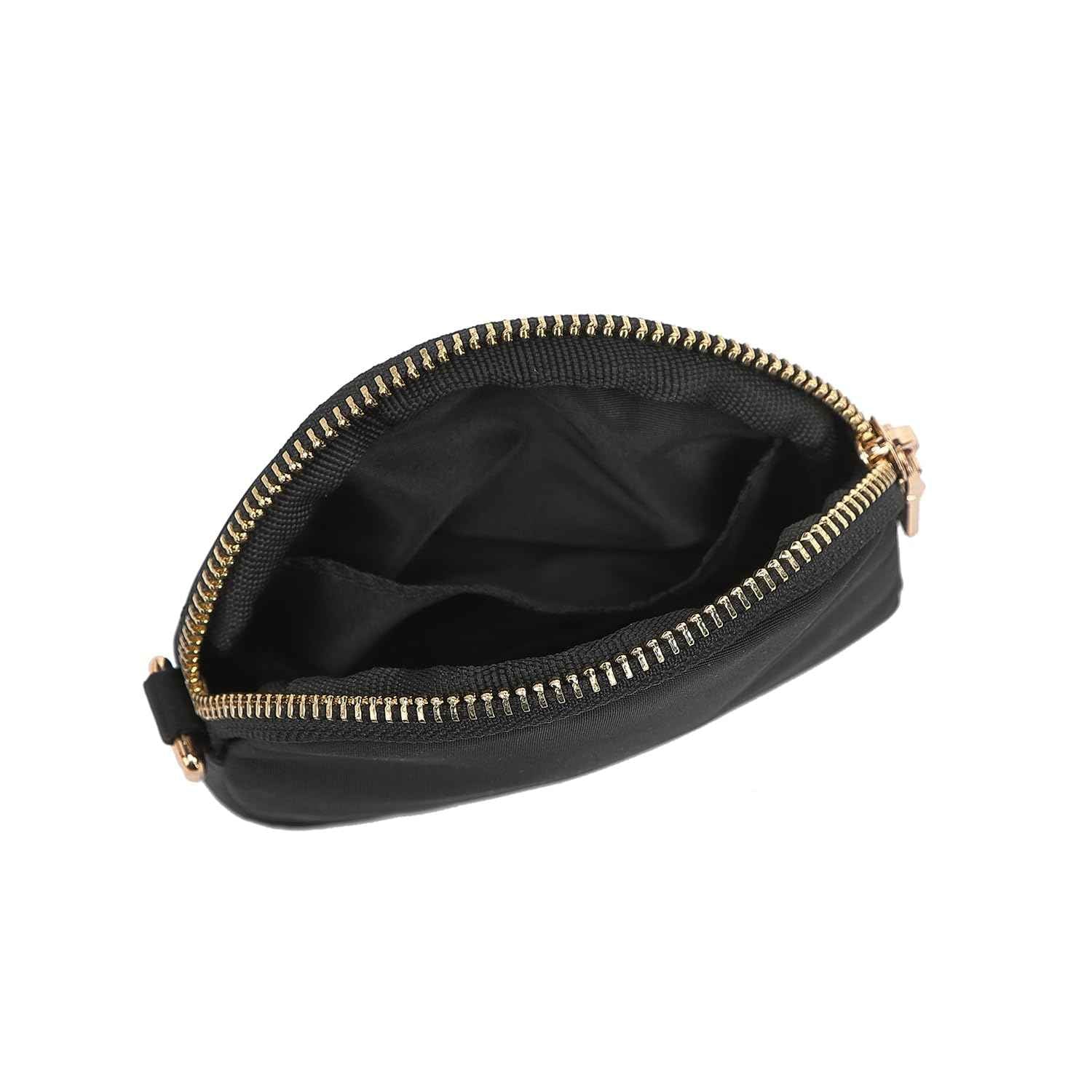 YONBEN Organizer Bag Makeup Bag for Purse Travel Toiletry Zipper Pouch Small Makeup Pouch with Pockets Wristband design (Black Nylon)