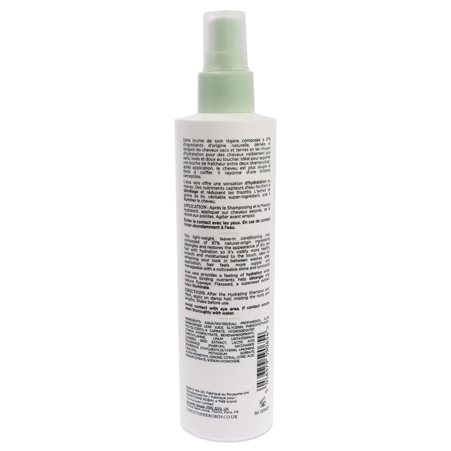 Christophe Robin Hydrating Leave-In Mist With Aloe Vera for Scalp and Hair - Detangles and Conditions 5 fl. oz