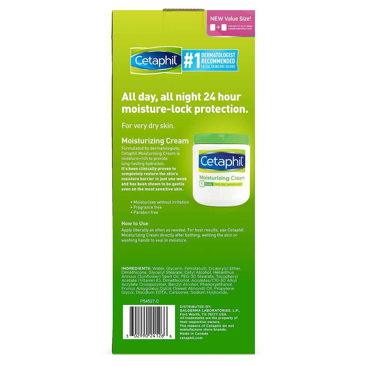 Cetaphil Moisturizing Cream for Dry, Sensitive Skin, Fragrance Free, Non-comedogenic, 20 Oz Each (Pack of 2) packaging may vary