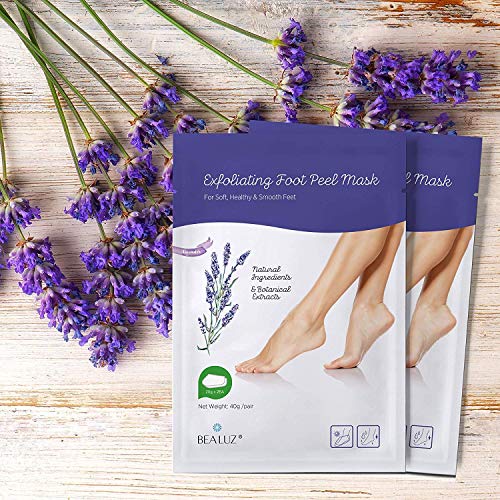 BEALUZ Lavender Exfoliating Foot Peel Mask Booties for Calluses (2 Pairs)